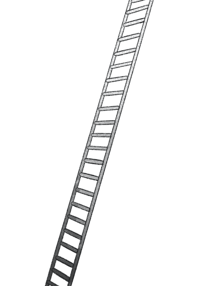 A long ladder climbing upward.